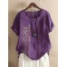 <b>Notice</b>: Undefined variable: alt_image in <b>/www/wwwroot/www.easyclothmall.com/vqmod/vqcache/vq2-catalog_view_theme_fastor_template_product_product.tpl</b> on line <b>155</b>Bohemian Print Button Crew Neck Short Sleeve T-Shirts