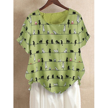 <b>Notice</b>: Undefined variable: alt_image in <b>/www/wwwroot/www.easyclothmall.com/vqmod/vqcache/vq2-catalog_view_theme_fastor_template_product_product.tpl</b> on line <b>133</b>Cartoon Cute Cat Print Stripe Summer Basic Daily Casual T-shirts