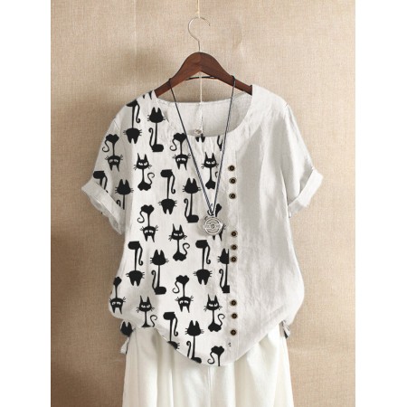 <b>Notice</b>: Undefined variable: alt_image in <b>/www/wwwroot/www.easyclothmall.com/vqmod/vqcache/vq2-catalog_view_theme_fastor_template_product_product.tpl</b> on line <b>133</b>Cartoon Print O-neck Short Sleeve Button T-shirts For Women