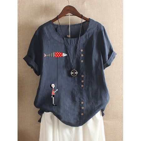 <b>Notice</b>: Undefined variable: alt_image in <b>/www/wwwroot/www.easyclothmall.com/vqmod/vqcache/vq2-catalog_view_theme_fastor_template_product_product.tpl</b> on line <b>133</b>Casual Women Print Cartoon Fish O-neck Button T-Shirts