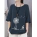 <b>Notice</b>: Undefined variable: alt_image in <b>/www/wwwroot/www.easyclothmall.com/vqmod/vqcache/vq2-catalog_view_theme_fastor_template_product_product.tpl</b> on line <b>162</b>Cotton Flower Printed Round Neck Artsy Thin T-Shirt for Women