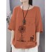 <b>Notice</b>: Undefined variable: alt_image in <b>/www/wwwroot/www.easyclothmall.com/vqmod/vqcache/vq2-catalog_view_theme_fastor_template_product_product.tpl</b> on line <b>162</b>Cotton Flower Printed Round Neck Artsy Thin T-Shirt for Women