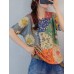 <b>Notice</b>: Undefined variable: alt_image in <b>/www/wwwroot/www.easyclothmall.com/vqmod/vqcache/vq2-catalog_view_theme_fastor_template_product_product.tpl</b> on line <b>162</b>Floral Print Color Block Loose Round neck Short Sleeve Knitted T-Shirt