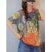 <b>Notice</b>: Undefined variable: alt_image in <b>/www/wwwroot/www.easyclothmall.com/vqmod/vqcache/vq2-catalog_view_theme_fastor_template_product_product.tpl</b> on line <b>162</b>Floral Print Color Block Loose Round neck Short Sleeve Knitted T-Shirt