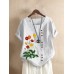 <b>Notice</b>: Undefined variable: alt_image in <b>/www/wwwroot/www.easyclothmall.com/vqmod/vqcache/vq2-catalog_view_theme_fastor_template_product_product.tpl</b> on line <b>155</b>Flower Embroidery O-neck Short Sleeve Button Casual T-shirts For Women
