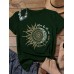<b>Notice</b>: Undefined variable: alt_image in <b>/www/wwwroot/www.easyclothmall.com/vqmod/vqcache/vq2-catalog_view_theme_fastor_template_product_product.tpl</b> on line <b>162</b>Sunflower Moon Print O-neck Short Sleeve Casual T-shirts For Women