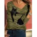 <b>Notice</b>: Undefined variable: alt_image in <b>/www/wwwroot/www.easyclothmall.com/vqmod/vqcache/vq2-catalog_view_theme_fastor_template_product_product.tpl</b> on line <b>162</b>Women Cartoon Cat Striped V-Neck Casual Long Sleeve T-Shirt