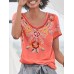 <b>Notice</b>: Undefined variable: alt_image in <b>/www/wwwroot/www.easyclothmall.com/vqmod/vqcache/vq2-catalog_view_theme_fastor_template_product_product.tpl</b> on line <b>162</b>Women Ethnic Print Scoop Neck Short Sleeve Bohemian T-Shirts
