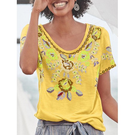 <b>Notice</b>: Undefined variable: alt_image in <b>/www/wwwroot/www.easyclothmall.com/vqmod/vqcache/vq2-catalog_view_theme_fastor_template_product_product.tpl</b> on line <b>133</b>Women Ethnic Print Scoop Neck Short Sleeve Bohemian T-Shirts