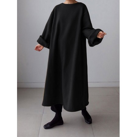 <b>Notice</b>: Undefined variable: alt_image in <b>/www/wwwroot/www.easyclothmall.com/vqmod/vqcache/vq2-catalog_view_theme_fastor_template_product_product.tpl</b> on line <b>133</b>Women Loose Thick Sweatshirt Solid Calf Length Casual Midi Dresses