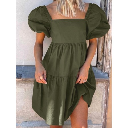 <b>Notice</b>: Undefined variable: alt_image in <b>/www/wwwroot/www.easyclothmall.com/vqmod/vqcache/vq2-catalog_view_theme_fastor_template_product_product.tpl</b> on line <b>133</b>Women Puff Sleeve Square Collar Pure Color Knee Length Dress with Back Zipper