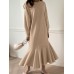 <b>Notice</b>: Undefined variable: alt_image in <b>/www/wwwroot/www.easyclothmall.com/vqmod/vqcache/vq2-catalog_view_theme_fastor_template_product_product.tpl</b> on line <b>162</b>Women Solid Color Sweatshirt Dress Ruffle Puff Sleeve Calf Length O-Neck Midi Dresses