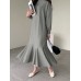 <b>Notice</b>: Undefined variable: alt_image in <b>/www/wwwroot/www.easyclothmall.com/vqmod/vqcache/vq2-catalog_view_theme_fastor_template_product_product.tpl</b> on line <b>155</b>Women Solid Color Sweatshirt Dress Ruffle Puff Sleeve Calf Length O-Neck Midi Dresses