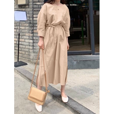 <b>Notice</b>: Undefined variable: alt_image in <b>/www/wwwroot/www.easyclothmall.com/vqmod/vqcache/vq2-catalog_view_theme_fastor_template_product_product.tpl</b> on line <b>133</b>Women Solid Side Fork Elastic Waist Lace-up Ankle Length Midi Dresses