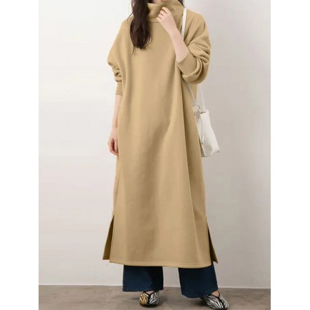 <b>Notice</b>: Undefined variable: alt_image in <b>/www/wwwroot/www.easyclothmall.com/vqmod/vqcache/vq2-catalog_view_theme_fastor_template_product_product.tpl</b> on line <b>133</b>Women Sweatshirt Turtleneck Thick Side Pockets Side Fork Casual Midi Dresses