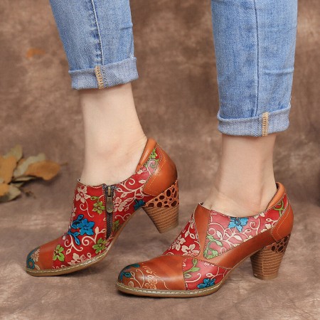 <b>Notice</b>: Undefined variable: alt_image in <b>/www/wwwroot/www.easyclothmall.com/vqmod/vqcache/vq2-catalog_view_theme_fastor_template_product_product.tpl</b> on line <b>133</b>Leather Floral Splicing Stitching Zipper Chunky Heel Pumps Dress Shoes