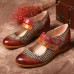 <b>Notice</b>: Undefined variable: alt_image in <b>/www/wwwroot/www.easyclothmall.com/vqmod/vqcache/vq2-catalog_view_theme_fastor_template_product_product.tpl</b> on line <b>162</b>Retro Flowers Pattern Genuine Leather Splicing Striped Pattern Hook Loop Pumps