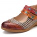 <b>Notice</b>: Undefined variable: alt_image in <b>/www/wwwroot/www.easyclothmall.com/vqmod/vqcache/vq2-catalog_view_theme_fastor_template_product_product.tpl</b> on line <b>162</b>Retro Flowers Pattern Genuine Leather Splicing Striped Pattern Hook Loop Pumps