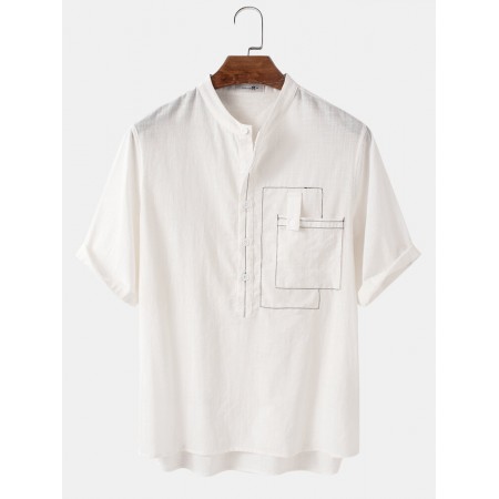 <b>Notice</b>: Undefined variable: alt_image in <b>/www/wwwroot/www.easyclothmall.com/vqmod/vqcache/vq2-catalog_view_theme_fastor_template_product_product.tpl</b> on line <b>133</b>Mens 100% Cotton Solid Short Sleeve Henley Shirts