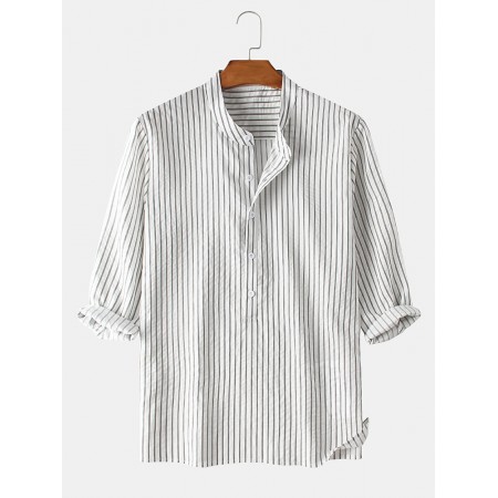 <b>Notice</b>: Undefined variable: alt_image in <b>/www/wwwroot/www.easyclothmall.com/vqmod/vqcache/vq2-catalog_view_theme_fastor_template_product_product.tpl</b> on line <b>133</b>Mens Casual Vertical Stripe Stand Collar Breathable Henley Shirts