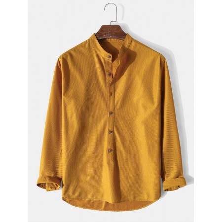 <b>Notice</b>: Undefined variable: alt_image in <b>/www/wwwroot/www.easyclothmall.com/vqmod/vqcache/vq2-catalog_view_theme_fastor_template_product_product.tpl</b> on line <b>133</b>Mens Solid Color Brief Style Button Front Long Sleeve Henley Shirt