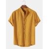 Mens Solid Color Brief Style Round Neck Short Sleeve Henley Shirt