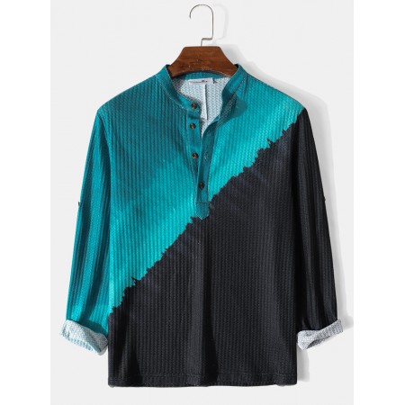 <b>Notice</b>: Undefined variable: alt_image in <b>/www/wwwroot/www.easyclothmall.com/vqmod/vqcache/vq2-catalog_view_theme_fastor_template_product_product.tpl</b> on line <b>133</b>Mens Waffle Contrast Ombre Casual Long Sleeve Henley Shirts With Sleeve Tabs